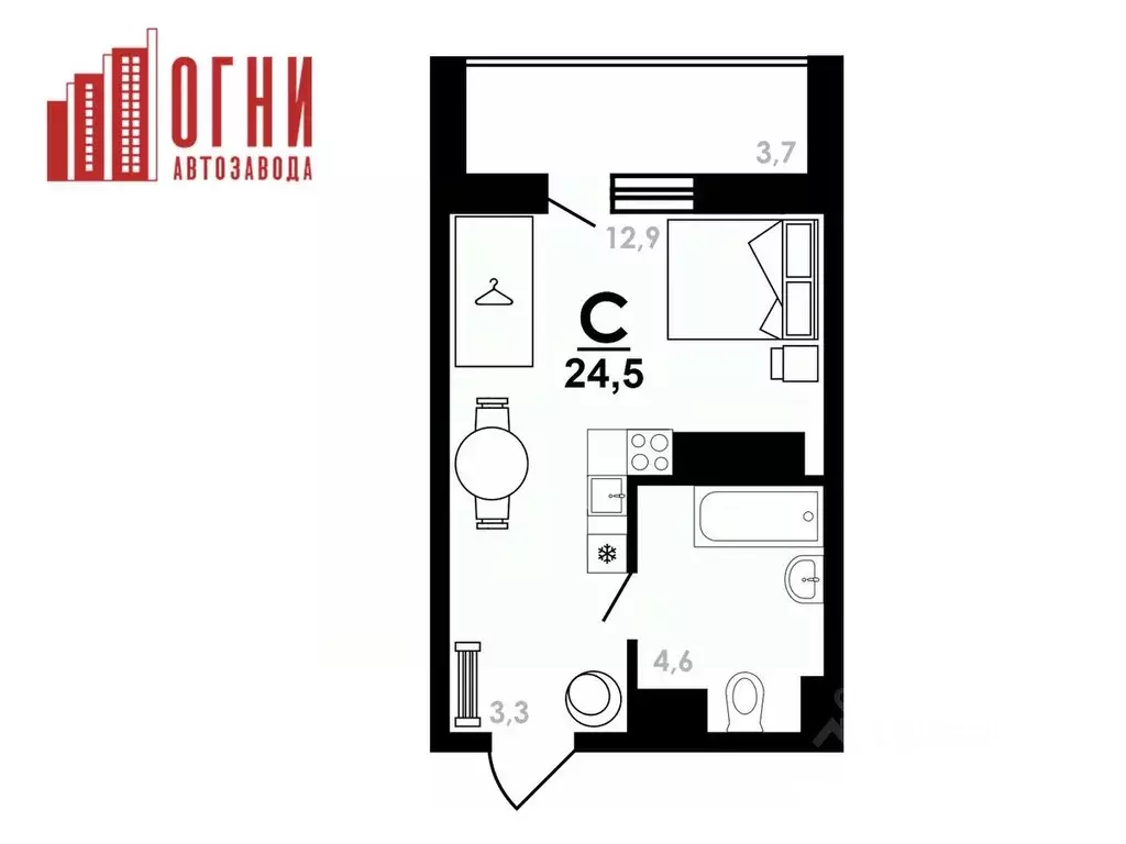 Студия Нижегородская область, Нижний Новгород Коломенская ул., 8к4 ... - Фото 1