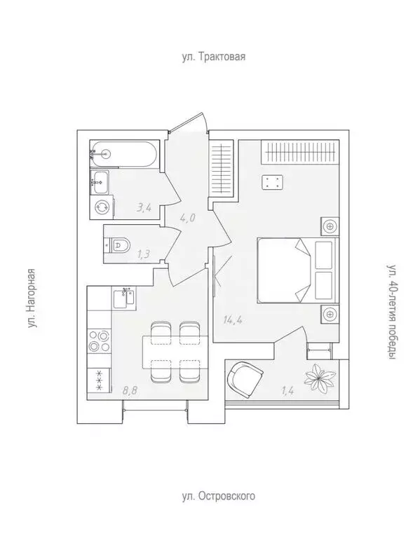 1-комнатная квартира: Пермь, посёлок Новые Ляды, жилой комплекс Новый ... - Фото 1