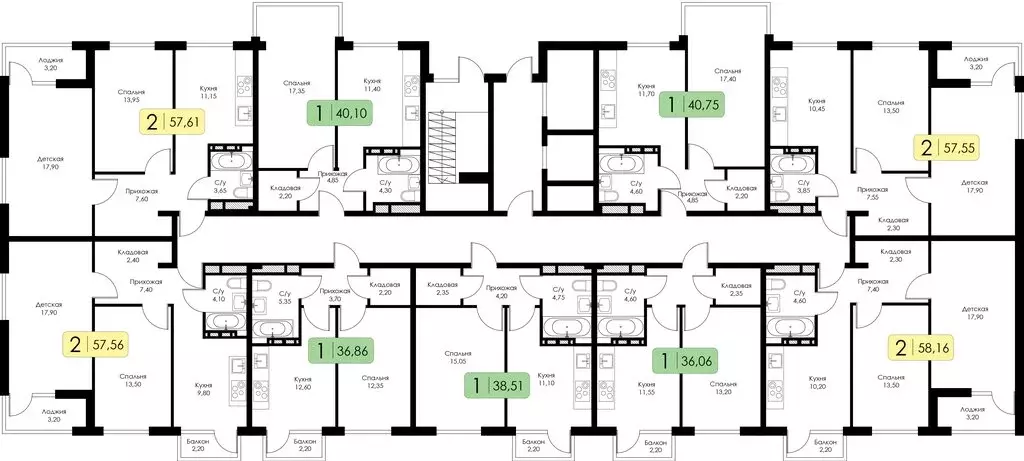2-комнатная квартира: Смоленск, ЖК Среда (59.04 м) - Фото 1