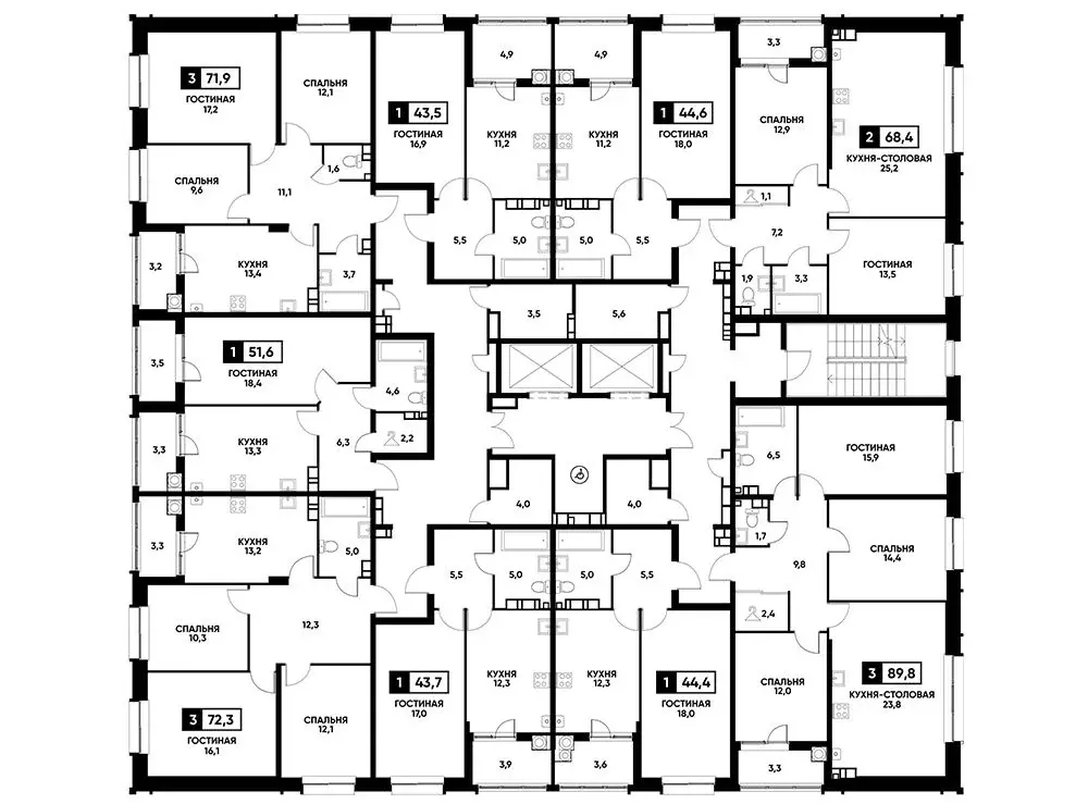 3-к кв. Ставропольский край, Ставрополь ул. Андрея Голуба, 16к2 (71.6 ... - Фото 1