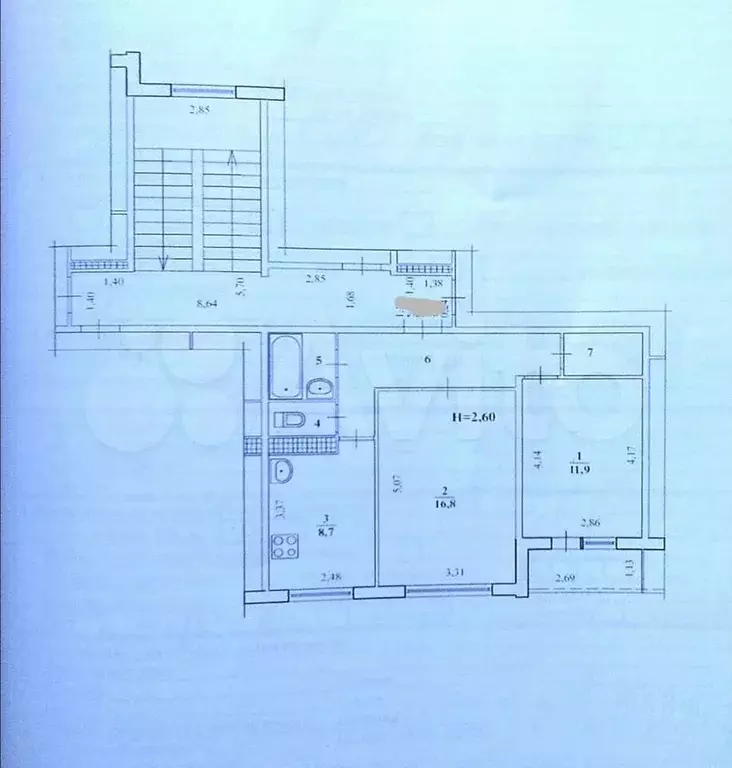 2-к. квартира, 52 м, 9/9 эт. - Фото 0