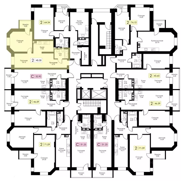 2-к кв. Тверская область, Тверь Урбан Парк жилой комплекс (48.58 м) - Фото 2