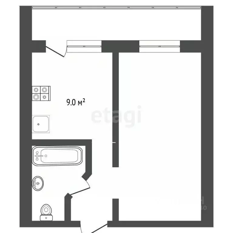 1-к кв. Тюменская область, Тюмень ул. Василия Гольцова, 26 (34.7 м) - Фото 0