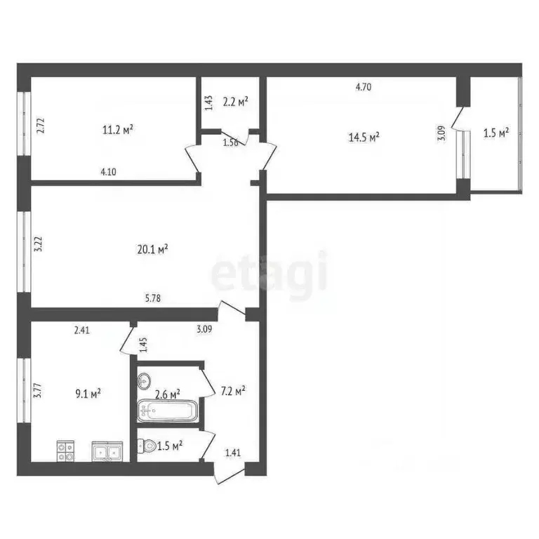 3-к кв. Мордовия, Саранск ул. Полежаева, 120 (68.4 м) - Фото 2