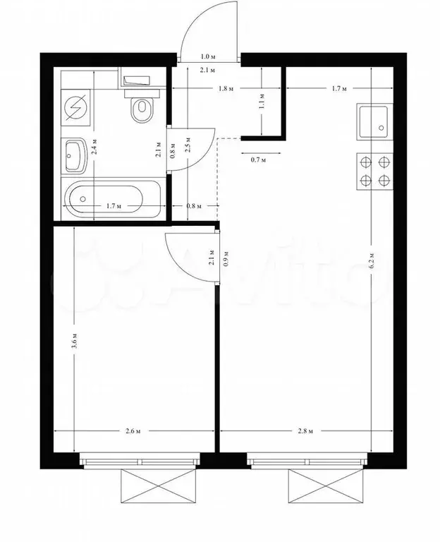 2-к. квартира, 35 м, 8/26 эт. - Фото 0