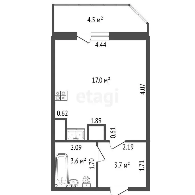 Квартира-студия: Санкт-Петербург, улица Бабушкина, 82 (24.3 м) - Фото 1
