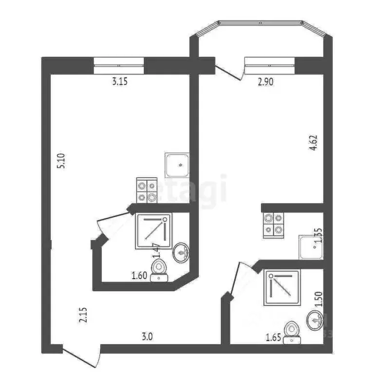 2-к кв. Крым, Евпатория просп. Ленина, 68к40 (45.0 м) - Фото 2