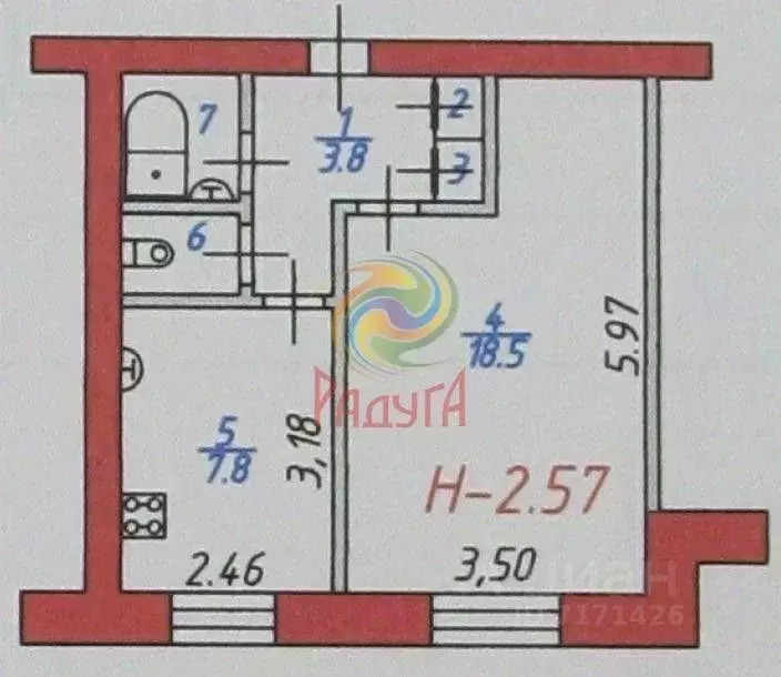 1-к кв. Ивановская область, Иваново просп. Строителей, 62 (35.0 м) - Фото 2