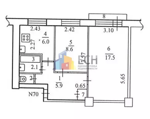 2-комнатная квартира: Тула, проспект Ленина, 143 (41.8 м) - Фото 1
