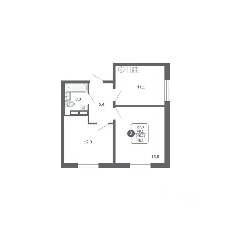 2-к кв. Кировская область, Киров ул. Потребкооперации, 34 (48.1 м) - Фото 1