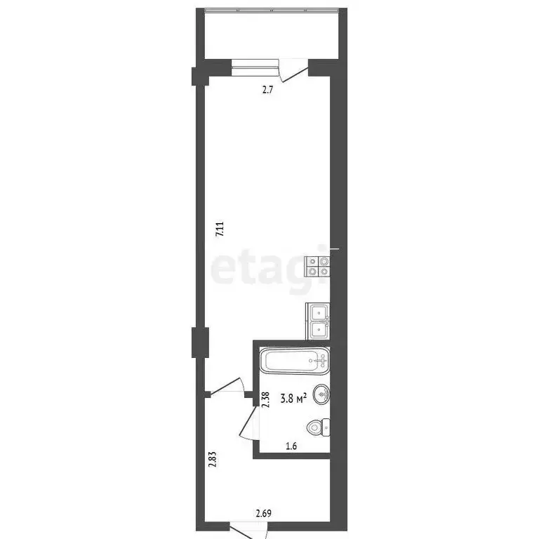 Квартира-студия: Якутск, проспект Ленина, 62/1 (26.3 м) - Фото 1