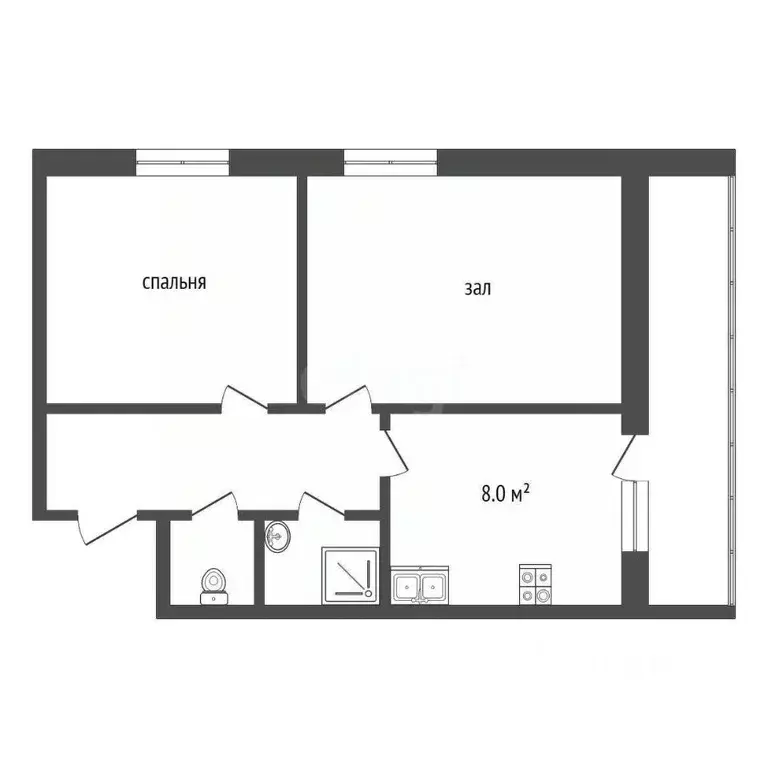 2-к кв. Тюменская область, с. Нижняя Тавда ул. Сакко, 22 (43.5 м) - Фото 2