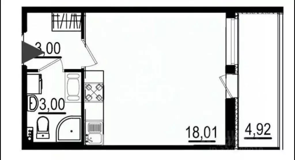 Студия Санкт-Петербург просп. Буденного, 23к1 (25.0 м) - Фото 2