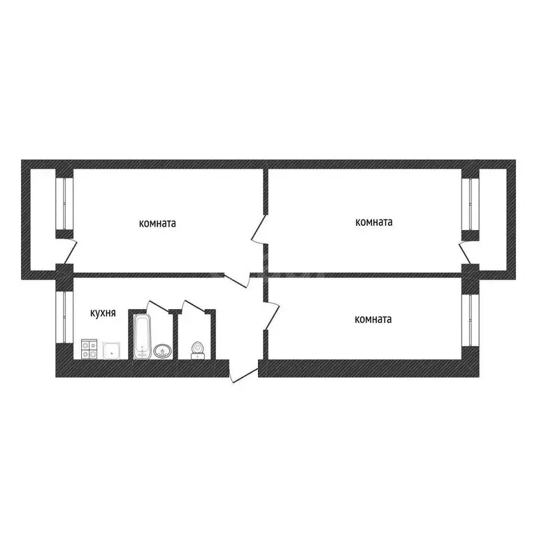 3-комнатная квартира: посёлок Глажево, 3 (66.7 м) - Фото 1