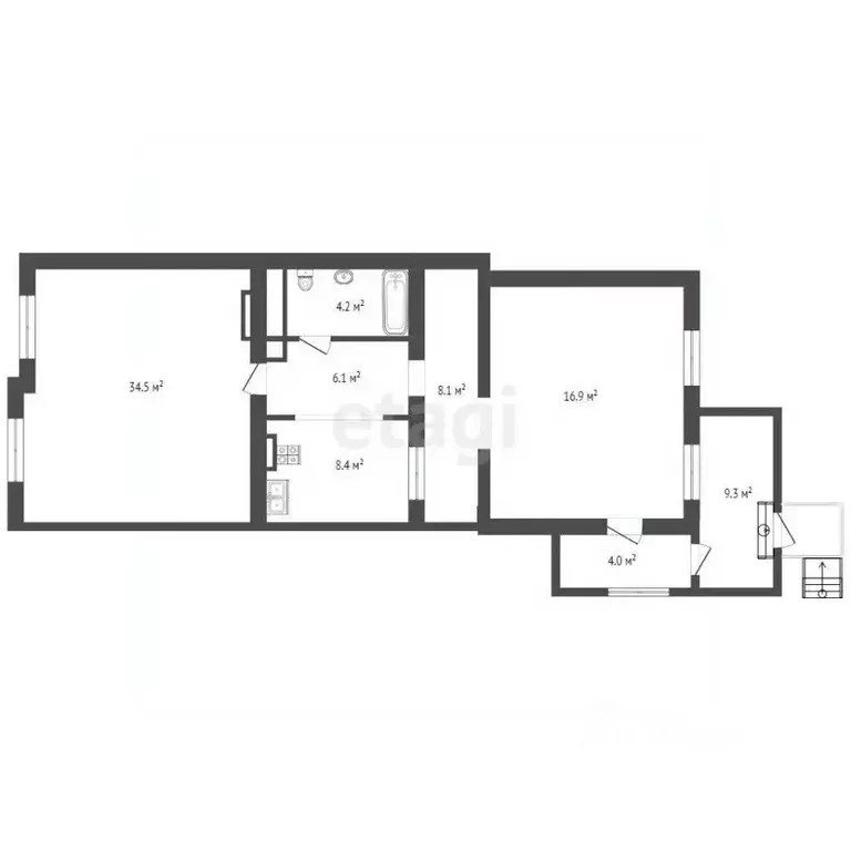 2-к кв. Севастополь, Севастополь, Балаклава г. проезд Квартальный, 2 ... - Фото 1