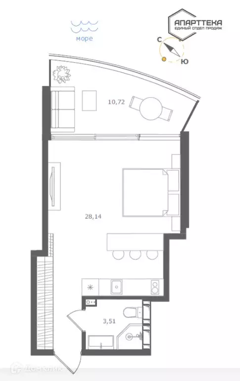 Продаётся квартира-студия, 42.4 м - Фото 1