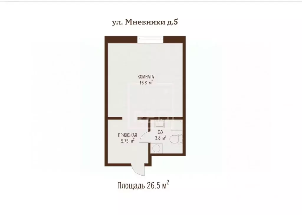 Студия Москва ул. Мневники, 5 (26.5 м) - Фото 2