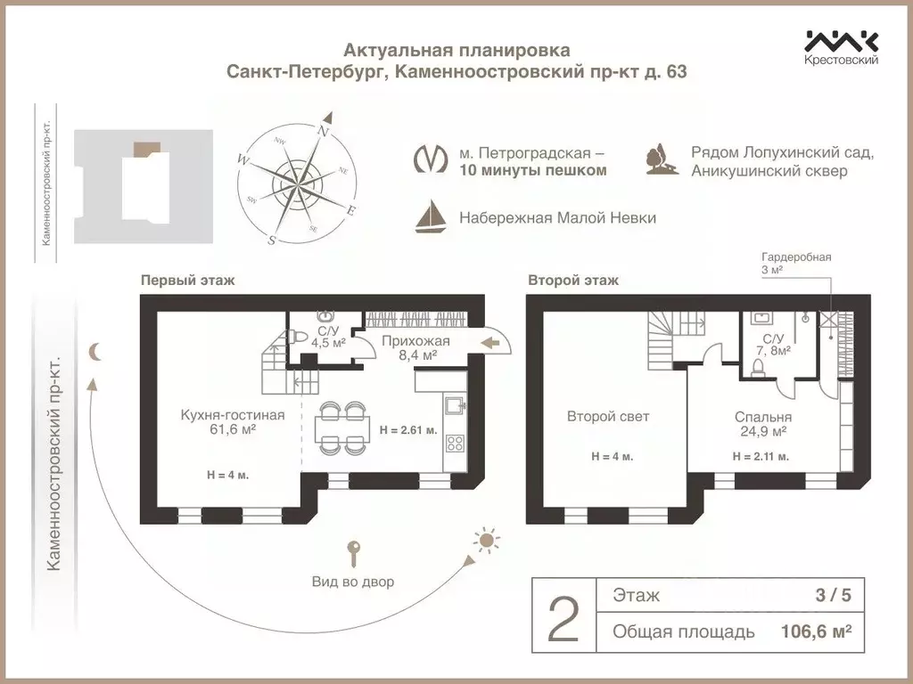 2-к кв. Санкт-Петербург Каменноостровский просп., 63 (106.6 м) - Фото 1