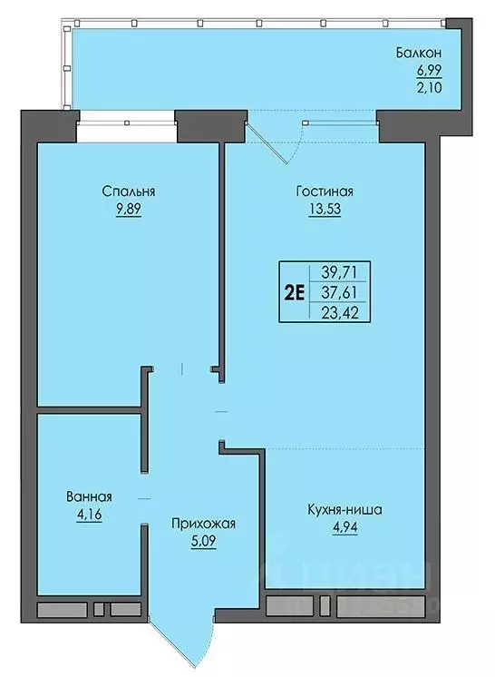 2-к кв. Пермский край, Пермь ул. Сергея Есенина, 9Ак1 (39.7 м) - Фото 1