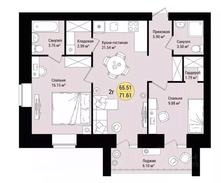 2-к кв. Марий Эл, Медведево городское поселение, Медведево пгт ул. ... - Фото 2