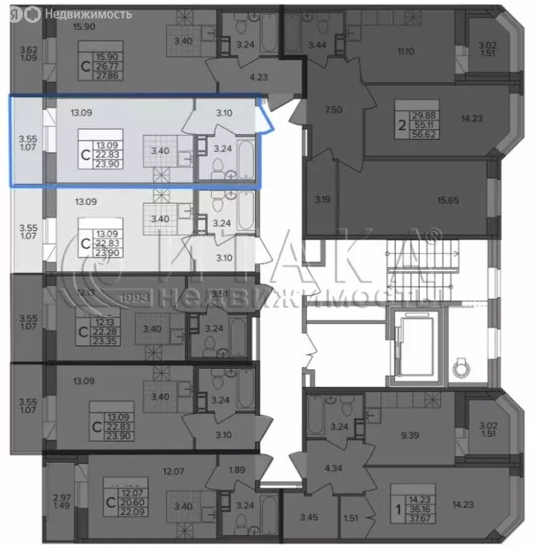 Квартира-студия: деревня Новое Девяткино, Лесная улица, 19 (23.9 м) - Фото 2