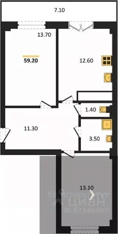 2-к кв. Воронежская область, Воронеж Цимлянская ул., 10В (59.2 м) - Фото 0