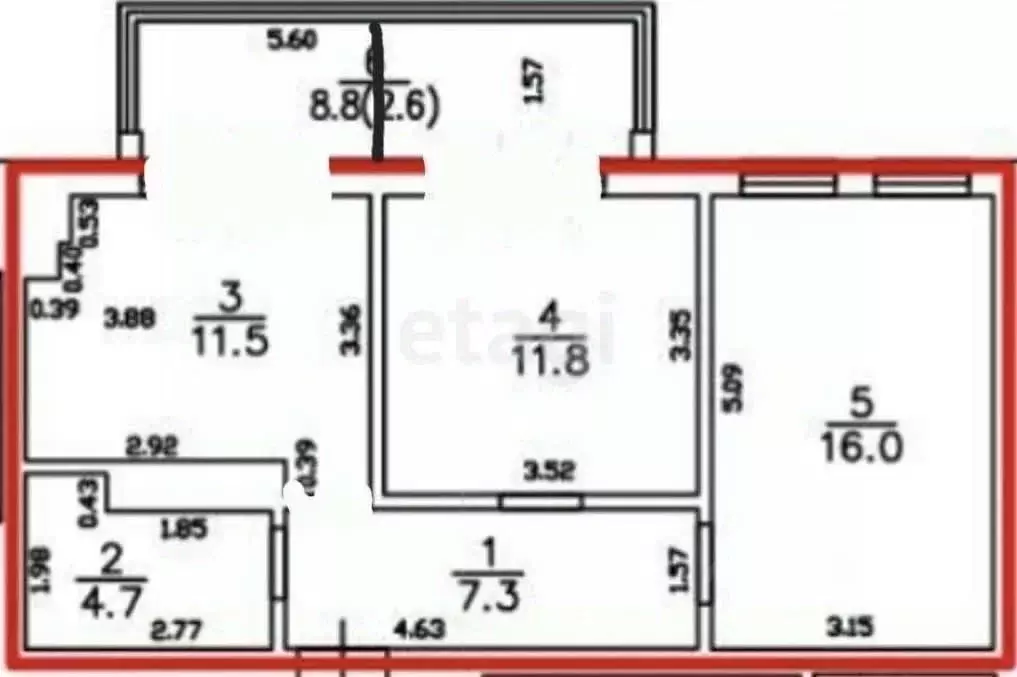 2-к кв. Калининградская область, Калининград ул. Героя России Виталия ... - Фото 2