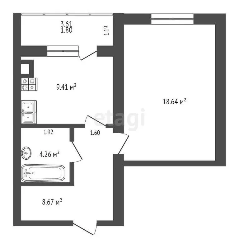 1-комнатная квартира: Калуга, улица Белинского, 13 (42.82 м) - Фото 1