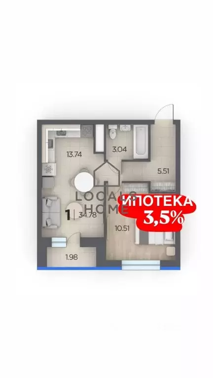 1-к кв. Рязанская область, Рязанский район, Дядьковское с/пос, с. ... - Фото 0