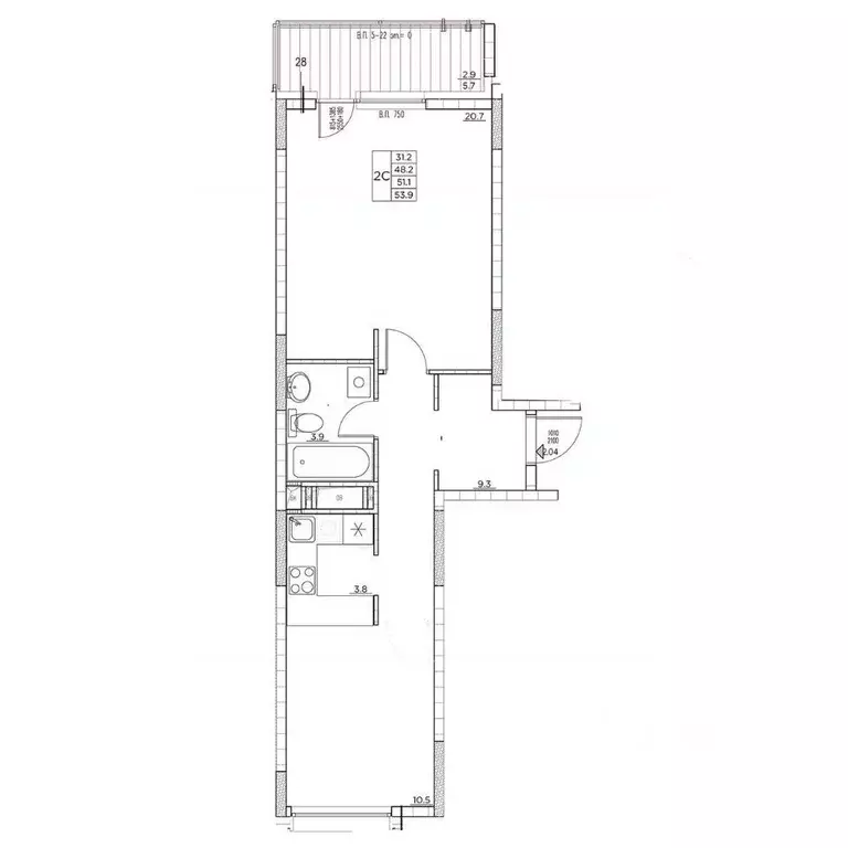 2-к кв. Приморский край, Владивосток ул. Расула Гамзатова, 7к3 (53.9 ... - Фото 1