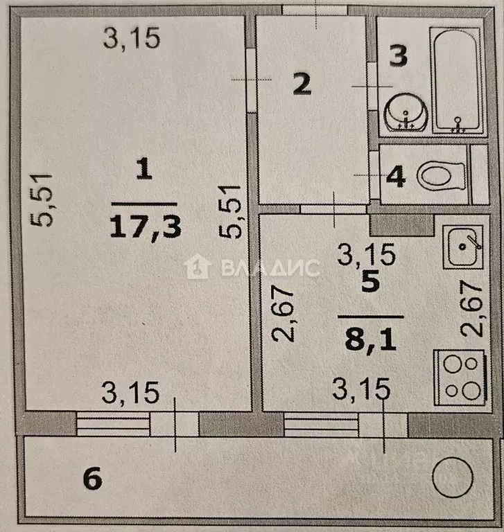 1-к кв. Белгородская область, Белгород бул. Юности, 33 (35.5 м) - Фото 2