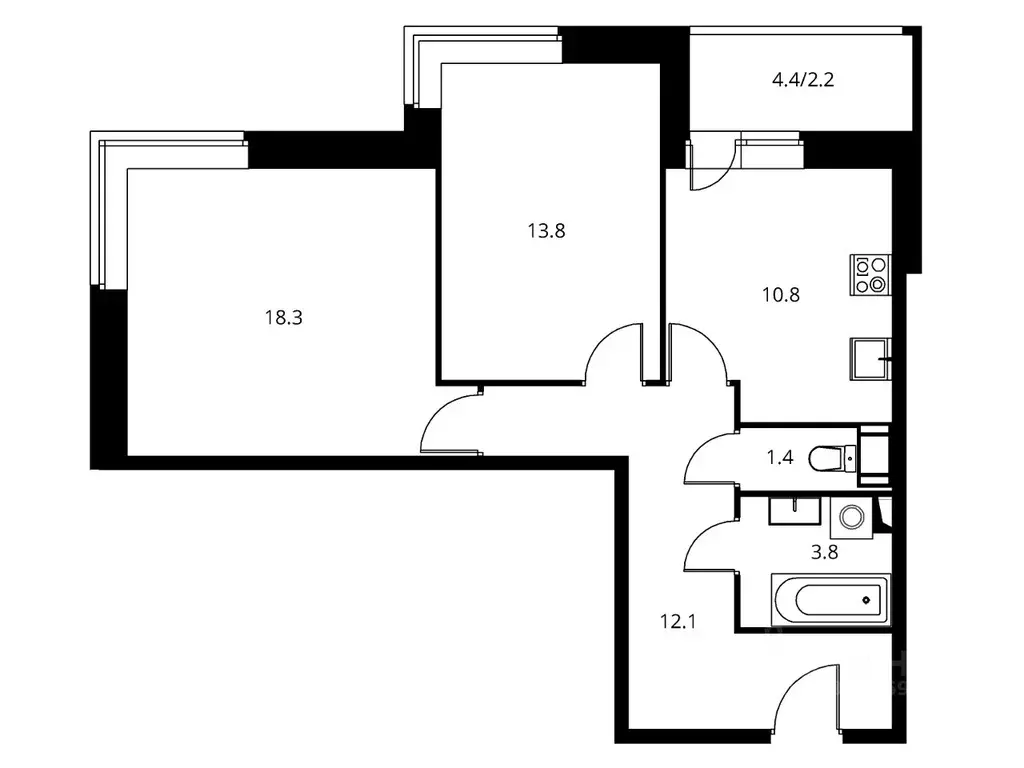 2-к кв. Московская область, Щелково Центральная ул., 69 (62.39 м) - Фото 1