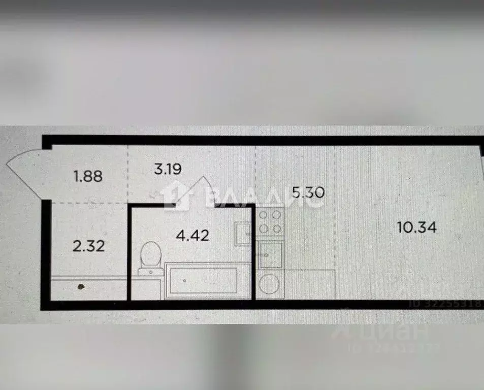 Студия Москва Электролитный проезд, 7 (27.9 м) - Фото 1