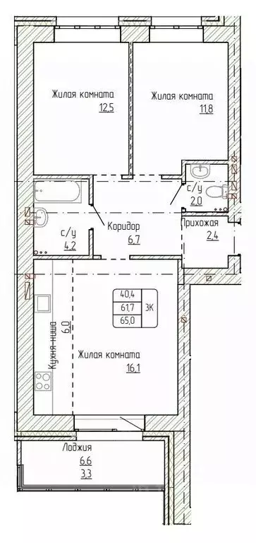 3-к кв. Алтайский край, Новоалтайск ул. Титова, 6 (65.0 м) - Фото 0