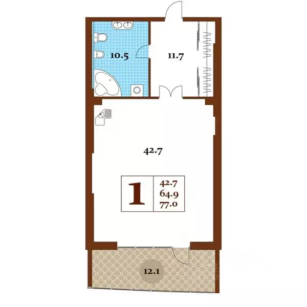 Студия Крым, Ялта муниципальный округ, Курпаты пгт Царский берег жилой ... - Фото 1