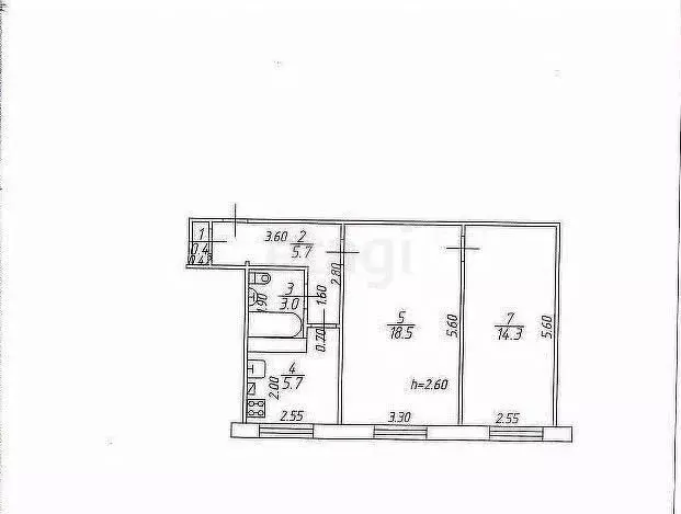 2-к кв. Татарстан, Казань просп. Ямашева, 24/40 (47.6 м) - Фото 2