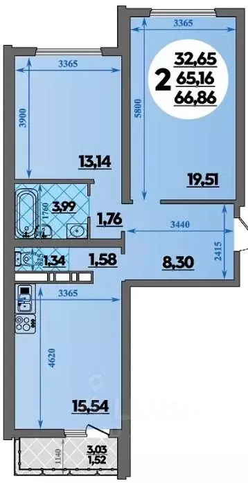 2-к кв. Краснодарский край, Новороссийск ул. Имени Владимира Бута, 10 ... - Фото 1