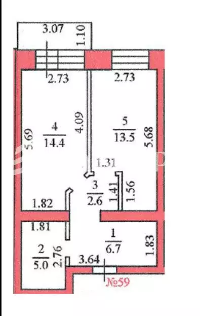 1-комнатная квартира: село Чигири, Восточная улица, 14 (43.2 м) - Фото 1