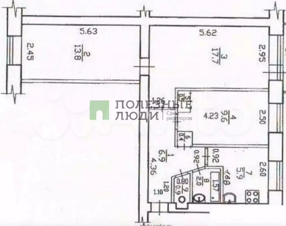 3-к. квартира, 60 м, 2/3 эт. - Фото 0