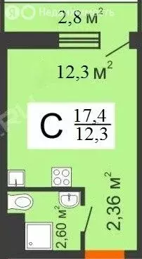 1-комнатная квартира: Нижний Новгород, улица Бориса Видяева, 16 (17.4 ... - Фото 1