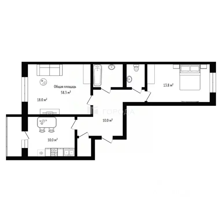2-к кв. Новосибирская область, Новосибирск Выборная ул., 137 (58.3 м) - Фото 1