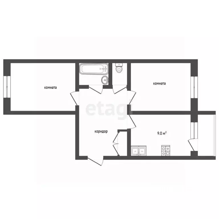 2-к кв. Костромская область, Красное-на-Волге пгт ул. Советская, 24 ... - Фото 1