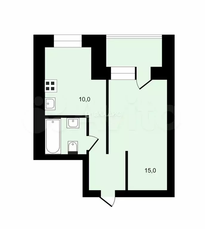 1-к. квартира, 32 м, 2/5 эт. - Фото 0