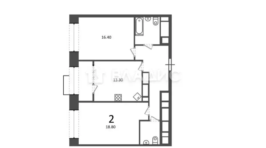 2-комнатная квартира: Москва, Клинская улица, 2А (66.2 м) - Фото 1