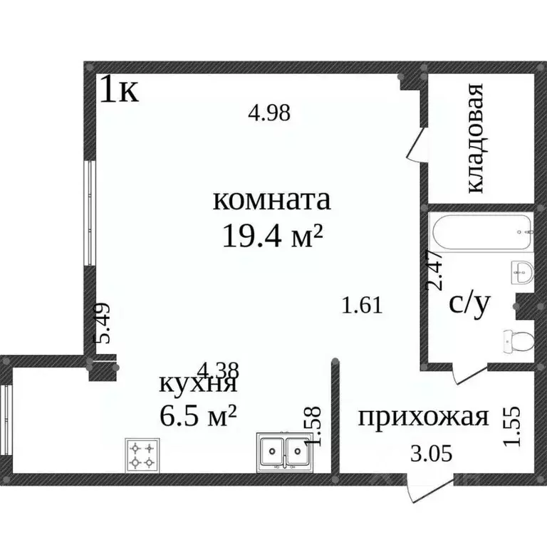 Студия Ханты-Мансийский АО, Ханты-Мансийск ул. Рознина, 71 (33.6 м) - Фото 2