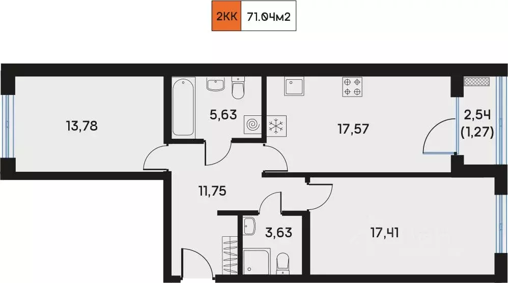 2-к кв. Санкт-Петербург 7-я Васильевского острова линия, 84 (69.81 м) - Фото 0