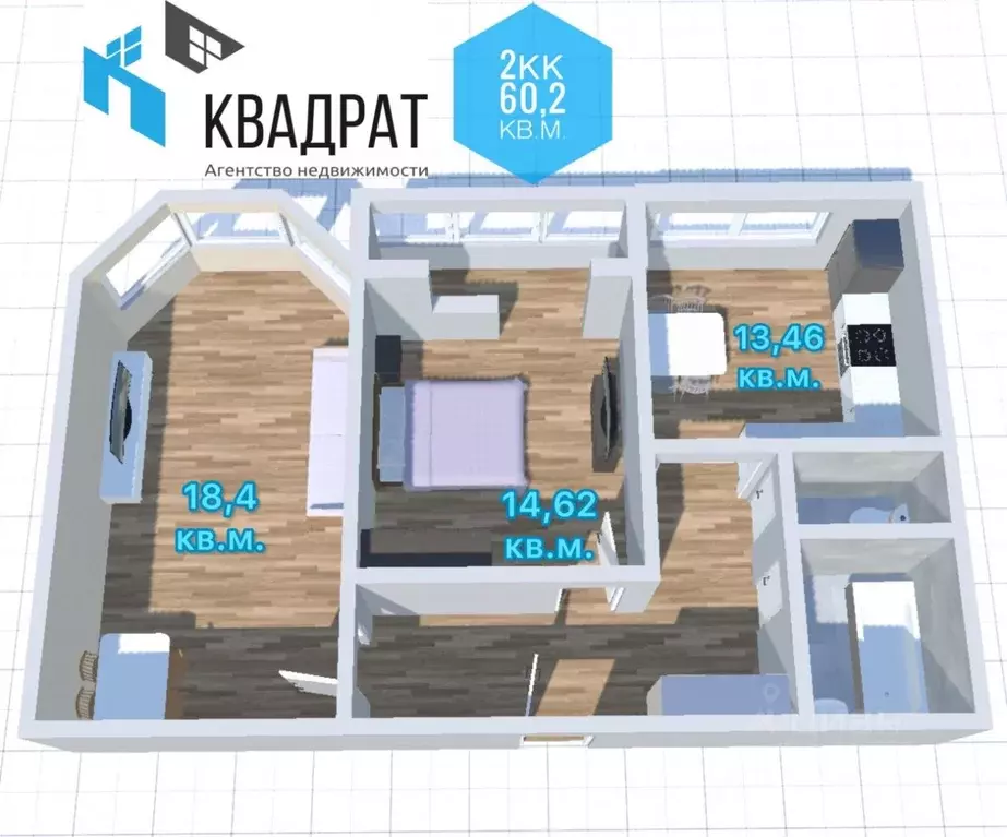 2-к кв. Оренбургская область, Оренбург ул. Маргелова, 5 (60.4 м) - Фото 2