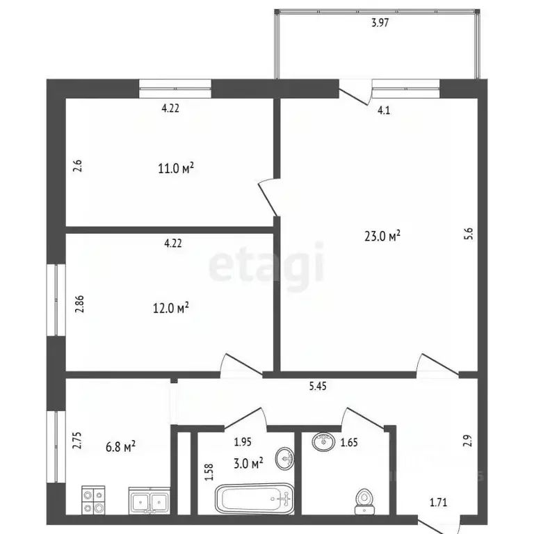 3-к кв. Москва просп. Мира, 186к1 (67.4 м) - Фото 2