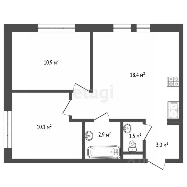 2-к кв. Москва Амурская ул., 2Ак2 (48.0 м) - Фото 2