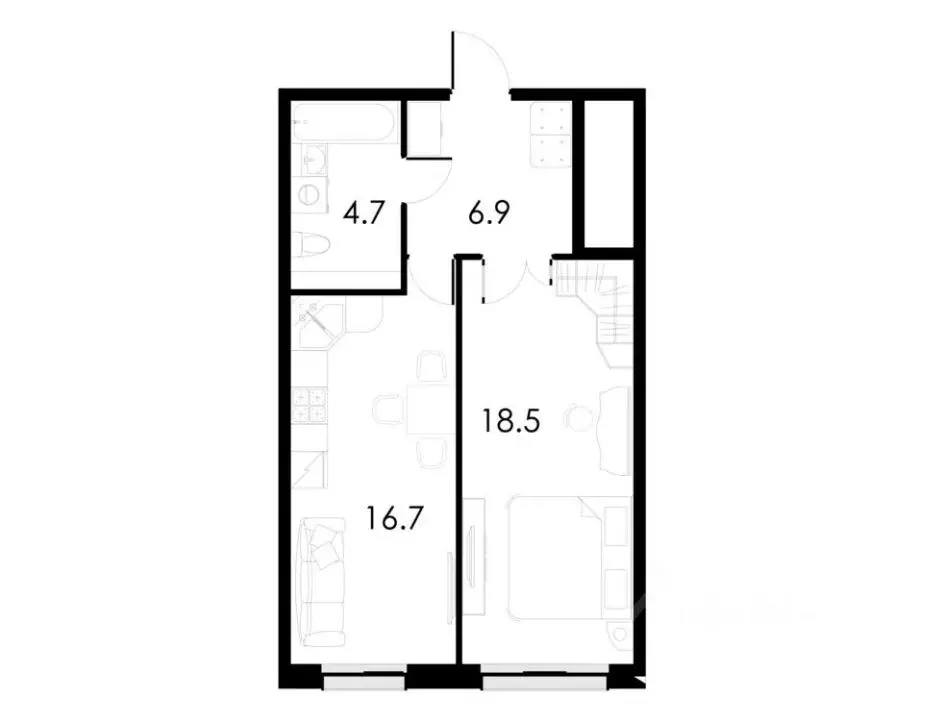 1-к кв. Калужская область, Балабаново г. Боровский муниципальный ... - Фото 2